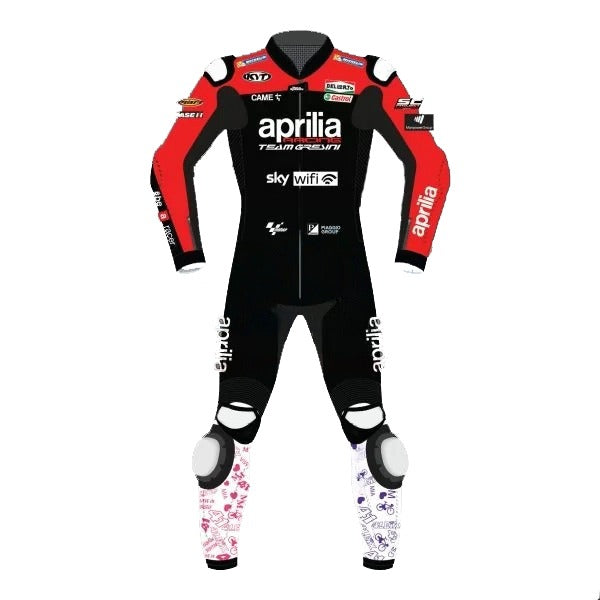 Men's Aprilia Motorcycle One Piece Leather Suit