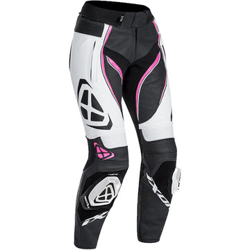 Women's Ixon Vortex Leather Trousers - Black / White / Fuchsia